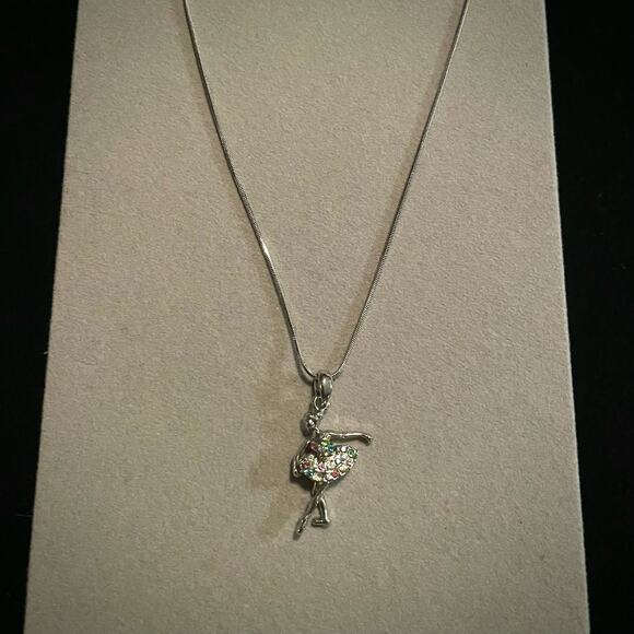 Ballerina Pendant Silver Tone Necklace - Picture 2 of 3